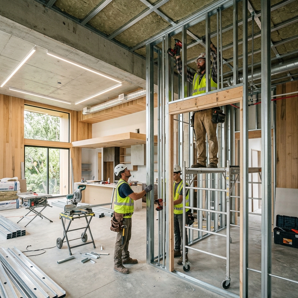 Montagem de estruturas metálicas de drywall