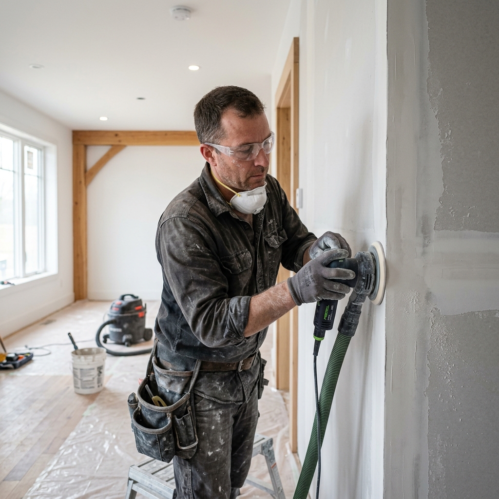 Lixamento profissional de massa drywall